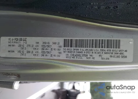 2016 Jeep Wrangler Unlimited Sport z USA, uszkodzony, nr VIN 1C4BJWDG0GL187684